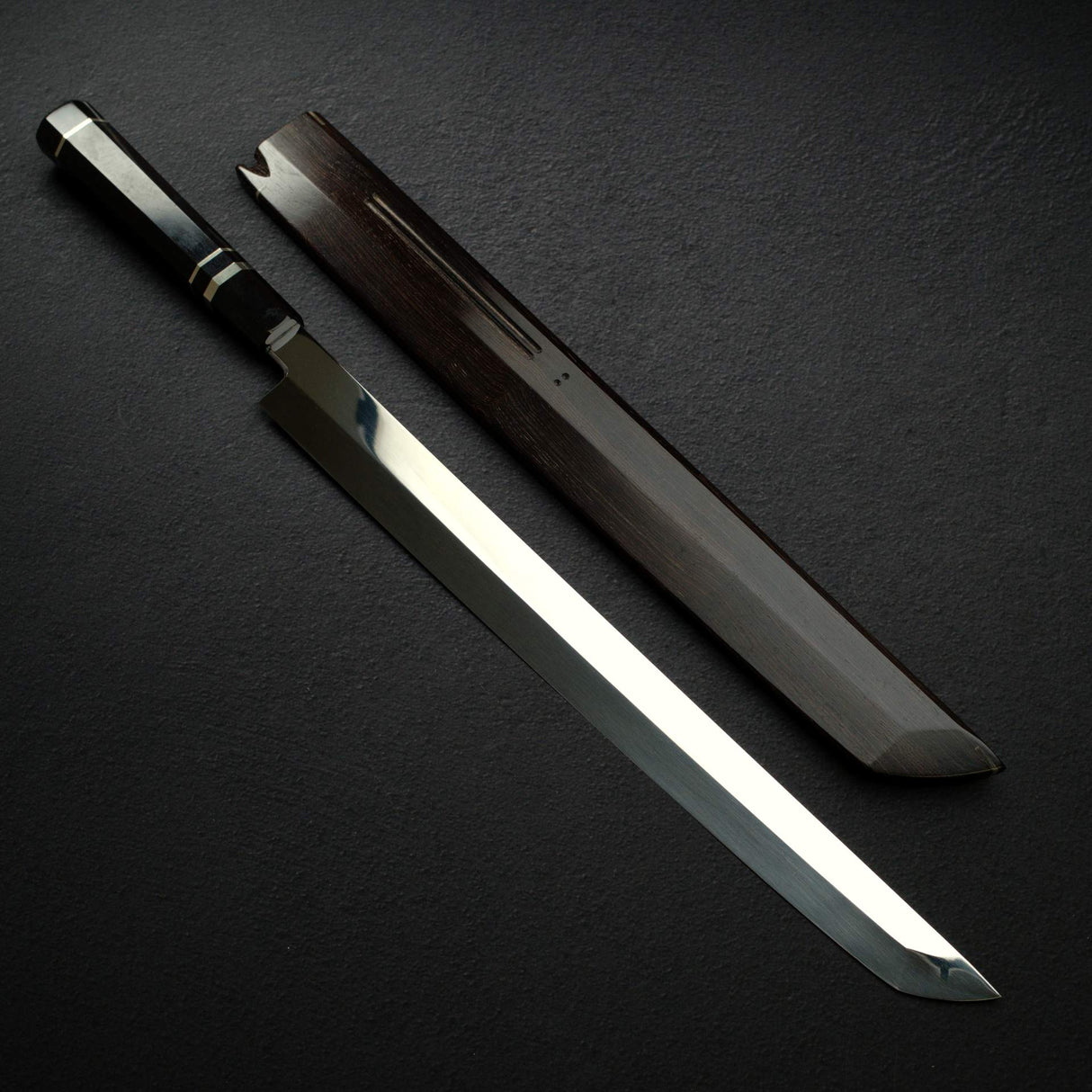 Exotic: Yoshikazu Ikeda White #1 Mizu-Honyaki Mt. Fuji Sakimaru Takohiki 390mm w/ Saya