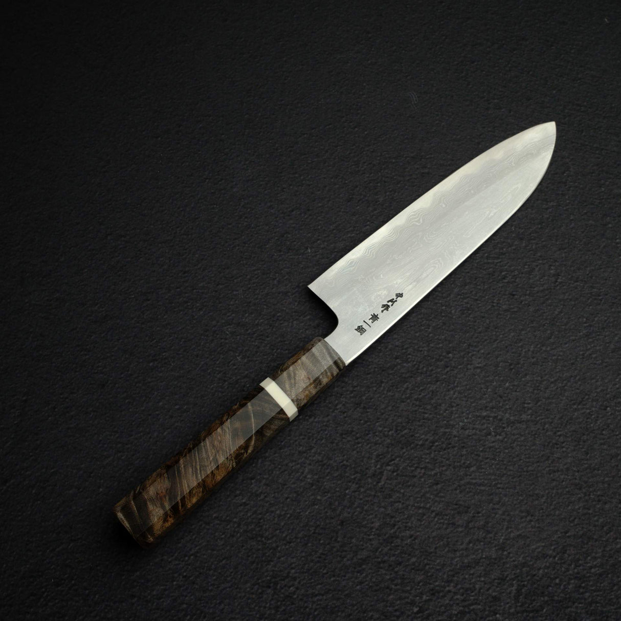 Hatsukokoro x Satoshi Nakagawa Blue 1 Damascus Santoku 170mm