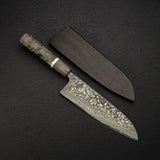 Takeshi Saji SG2 Black Damascus Santoku 180mm Birchwood Handle