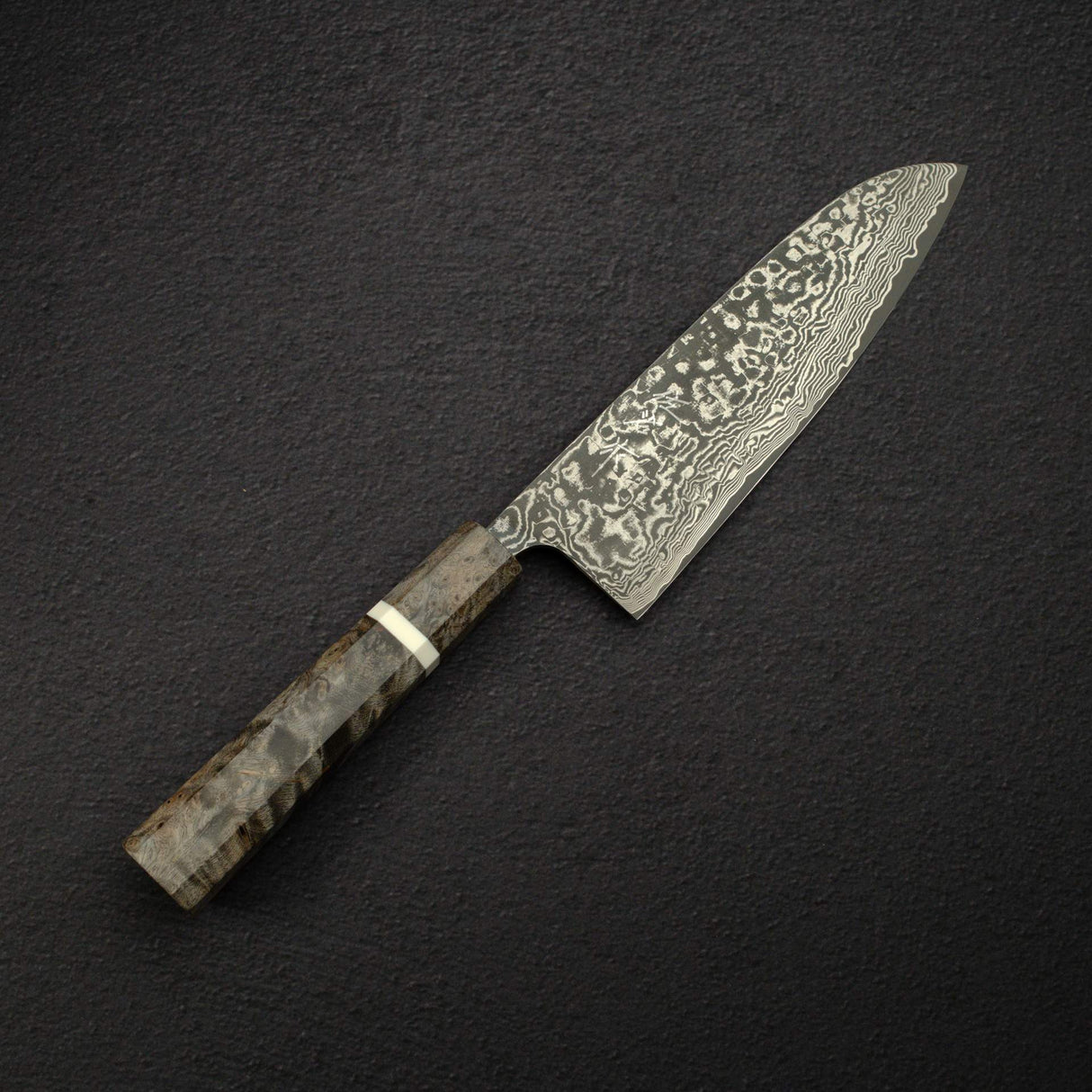 Takeshi Saji SG2 Black Damascus Santoku 180mm Birchwood Handle