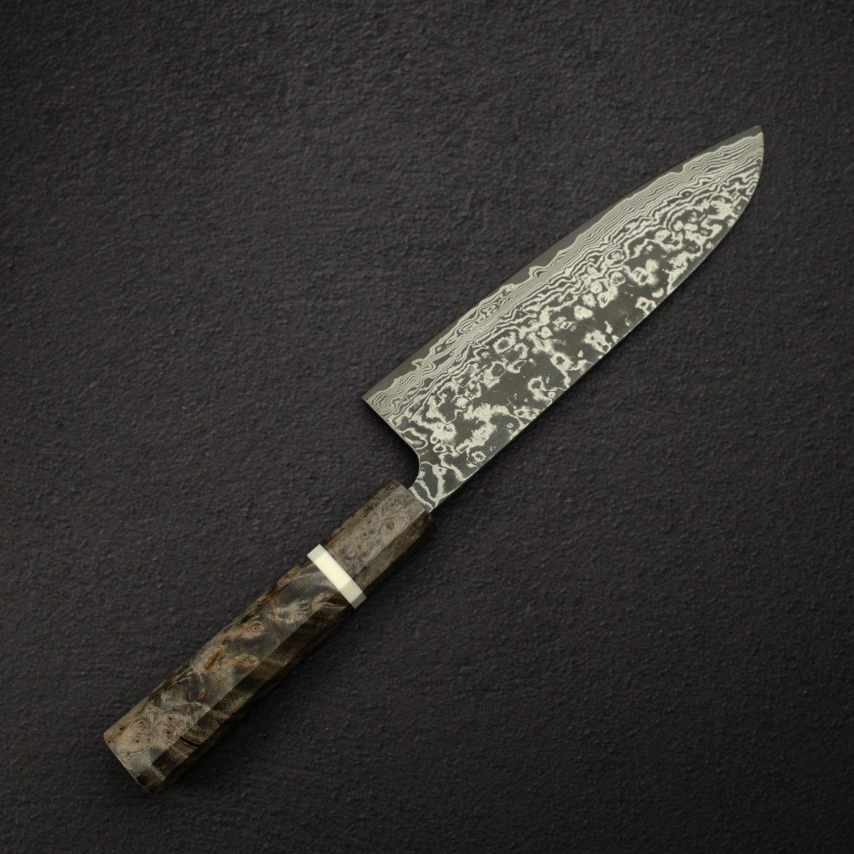 Takeshi Saji SG2 Black Damascus Santoku 180mm Birchwood Handle