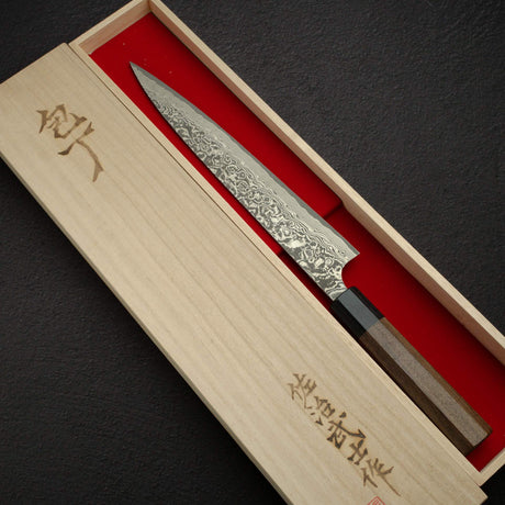 Takeshi Saji SG2 Black Damascus Sujihiki 240mm Rosewood Handle