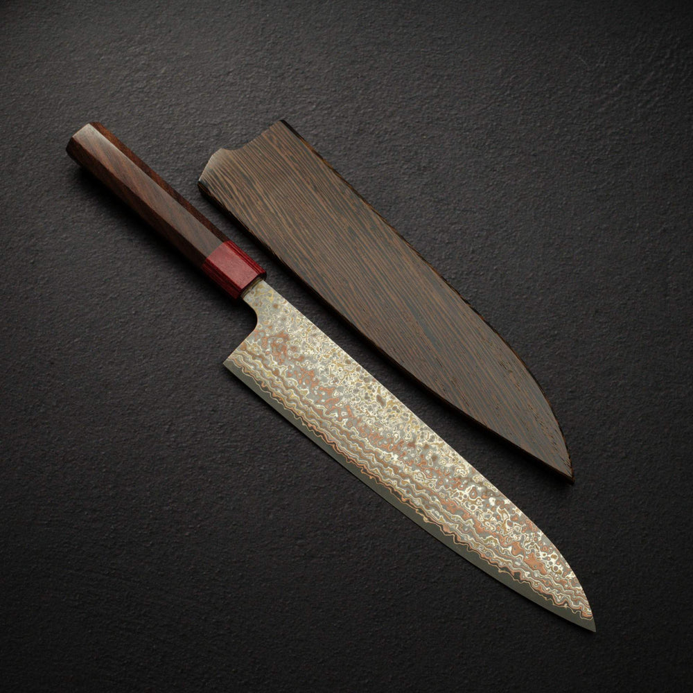 Takeshi Saji VG10 Rainbow Damascus Kurozome