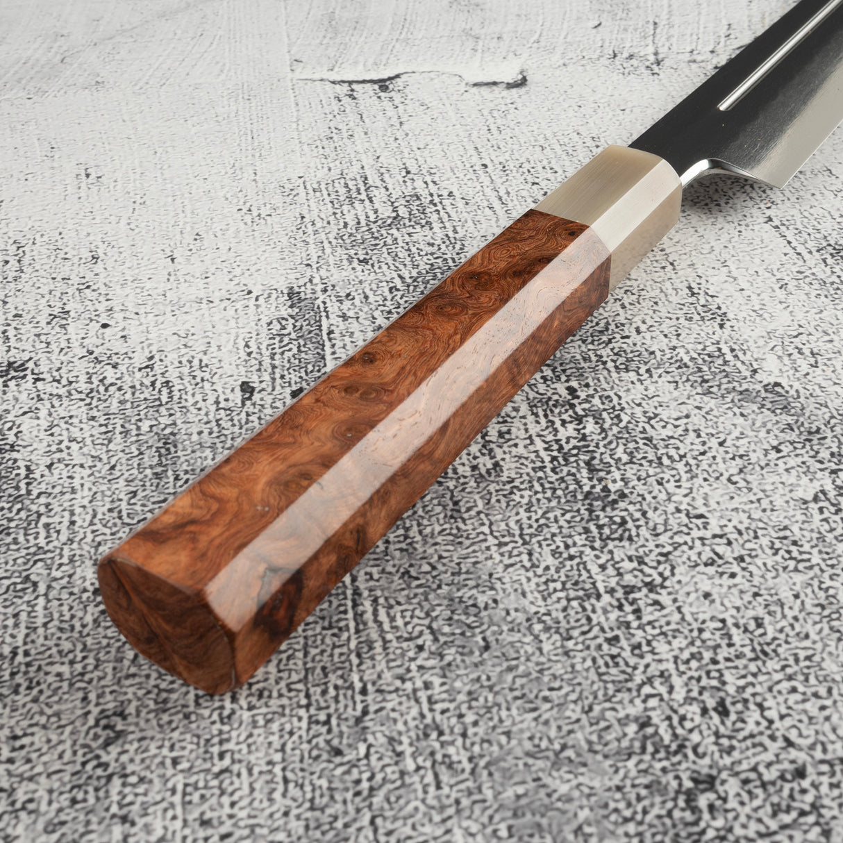 Exotic: Yoshikazu Ikeda Blue #1 Mizu-Honyaki K-tip Yanagiba 300mm with Blood Groove