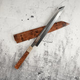 Exotic: Yoshikazu Ikeda Blue #1 Mizu-Honyaki K-tip Yanagiba 300mm with Blood Groove