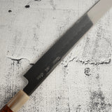 Exotic: Yoshikazu Ikeda Blue #1 Mizu-Honyaki K-tip Yanagiba 300mm with Blood Groove