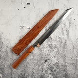 Exotic: Yoshikazu Ikeda Blue #1 Mizu-Honyaki K-tip Yanagiba 300mm with Blood Groove Pau Rosa Set