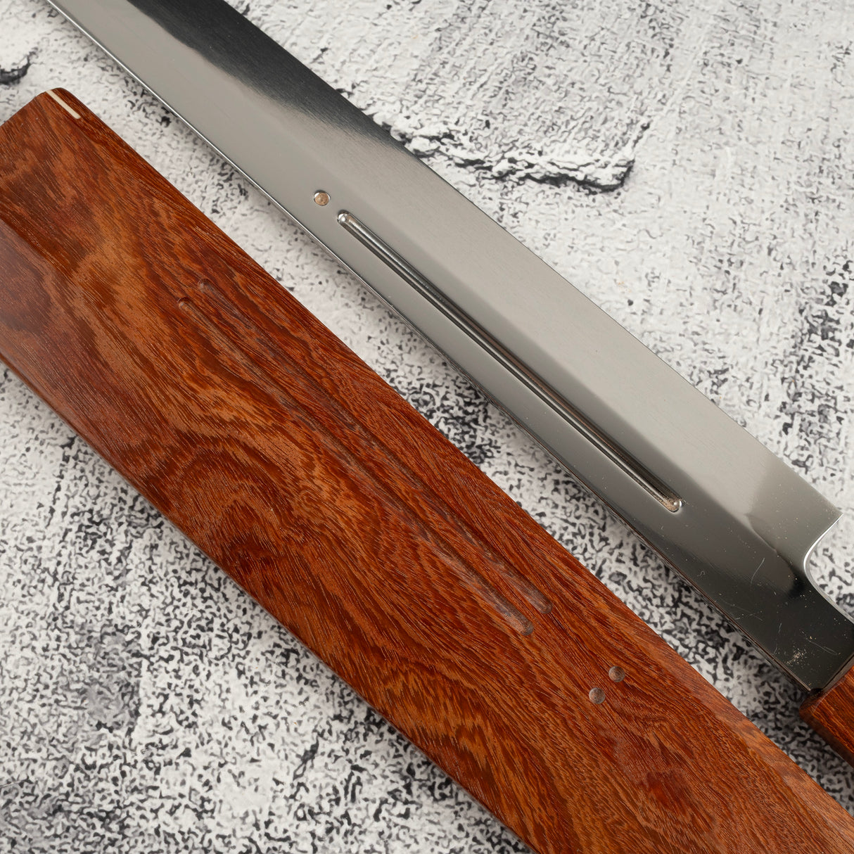 Exotic: Yoshikazu Ikeda Blue #1 Mizu-Honyaki K-tip Yanagiba 300mm with Blood Groove Pau Rosa Set