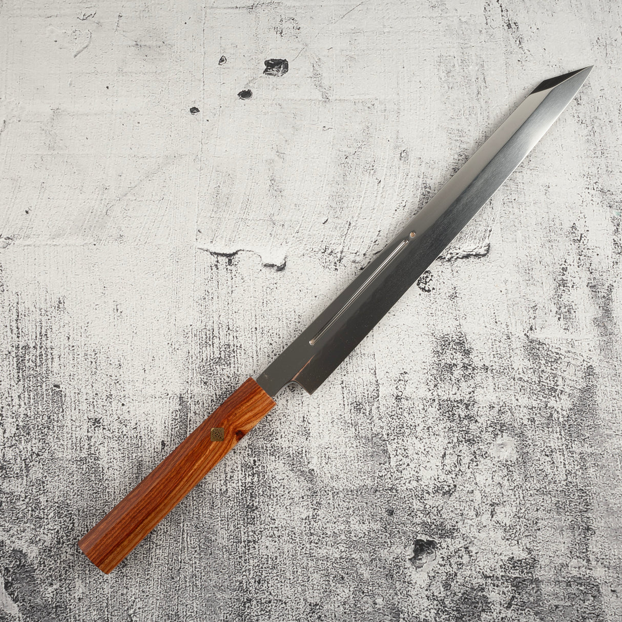 Exotic: Yoshikazu Ikeda Blue #1 Mizu-Honyaki K-tip Yanagiba 300mm with Blood Groove Pau Rosa Set