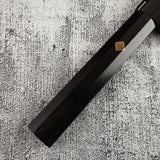 Exotic: Yoshikazu Ikeda Blue #1 Mizu-Honyaki K-tip Yanagiba 300mm with Blood Groove Ebony Set