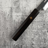 Exotic: Yoshikazu Ikeda Blue #1 Mizu-Honyaki K-tip Yanagiba 300mm with Blood Groove Ebony Set