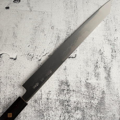 珍稀：池田義一 Blue #1 水本燒K型柳刃300mm 血槽烏木套裝