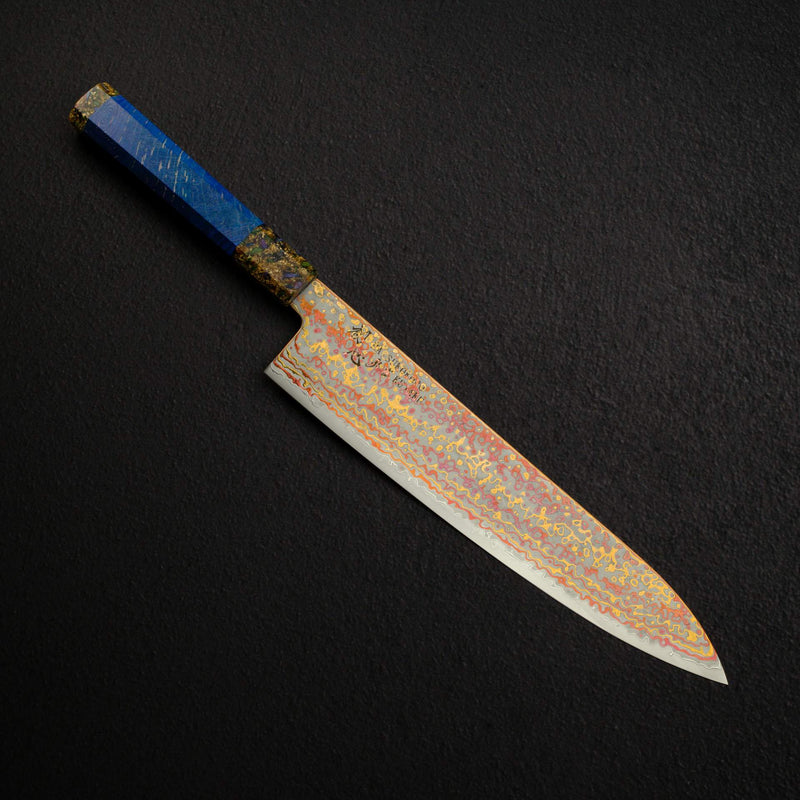 Hatsukokoro Kujaku V-Toku-2 Gyuto 240mm Rainbow Damascus Finish Purple