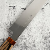 Exotic: Yoshikazu Ikeda Blue #1 Mizu-Honyaki Yanagiba 300mm with Blood Groove Black & White Ebony