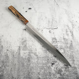 Exotic: Yoshikazu Ikeda Blue #1 Mizu-Honyaki Yanagiba 300mm with Blood Groove Black & White Ebony