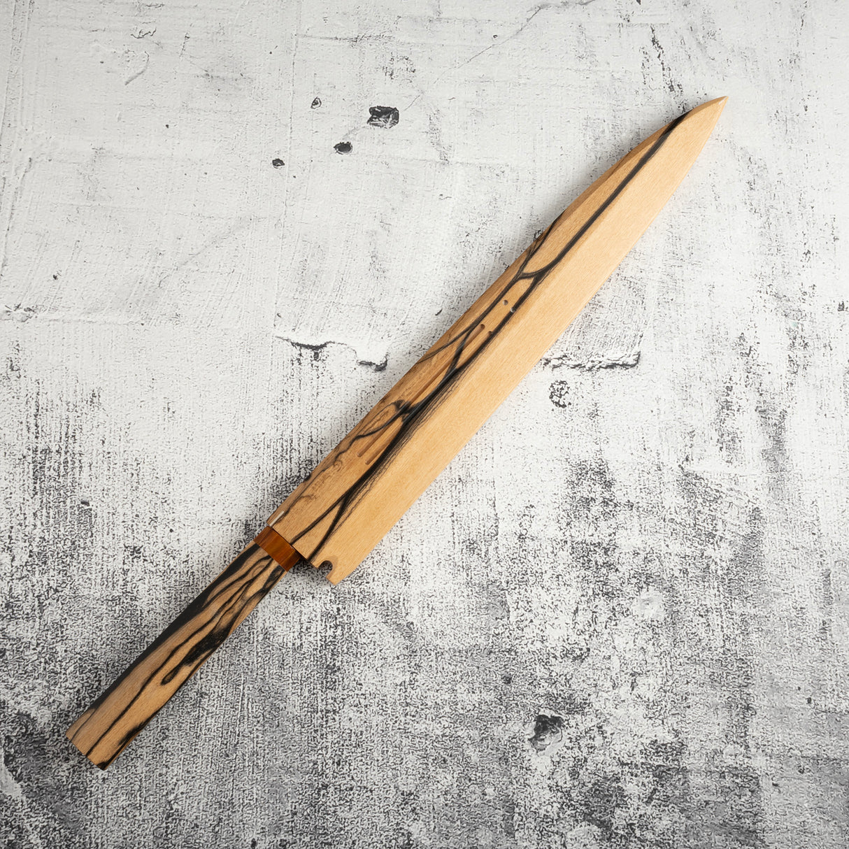 Exotic: Yoshikazu Ikeda Blue #1 Mizu-Honyaki Yanagiba 300mm with Blood Groove Black & White Ebony