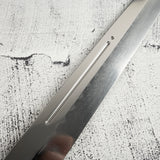 Exotic: Yoshikazu Ikeda Blue #1 Mizu-Honyaki Yanagiba 300mm with Blood Groove Black & White Ebony