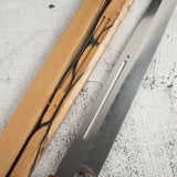 Exotic: Yoshikazu Ikeda Blue #1 Mizu-Honyaki Yanagiba 300mm with Blood Groove Black & White Ebony