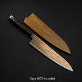 Hatsukokoro Kujaku V-Toku-2 Gyuto 210mm Rainbow Damascus Finish Urushi Handle