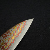 Hatsukokoro Kujaku V-Toku-2 Gyuto 210mm Rainbow Damascus Finish Urushi Handle