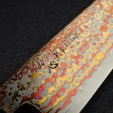 Hatsukokoro Kujaku V-Toku-2 Gyuto 210mm Rainbow Damascus Finish Urushi Handle