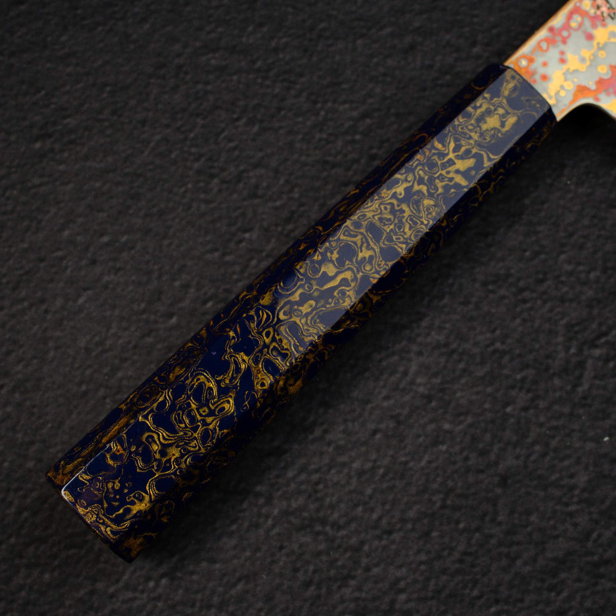 Hatsukokoro Kujaku V-Toku-2 Gyuto 210mm Rainbow Damascus Finish Urushi Handle