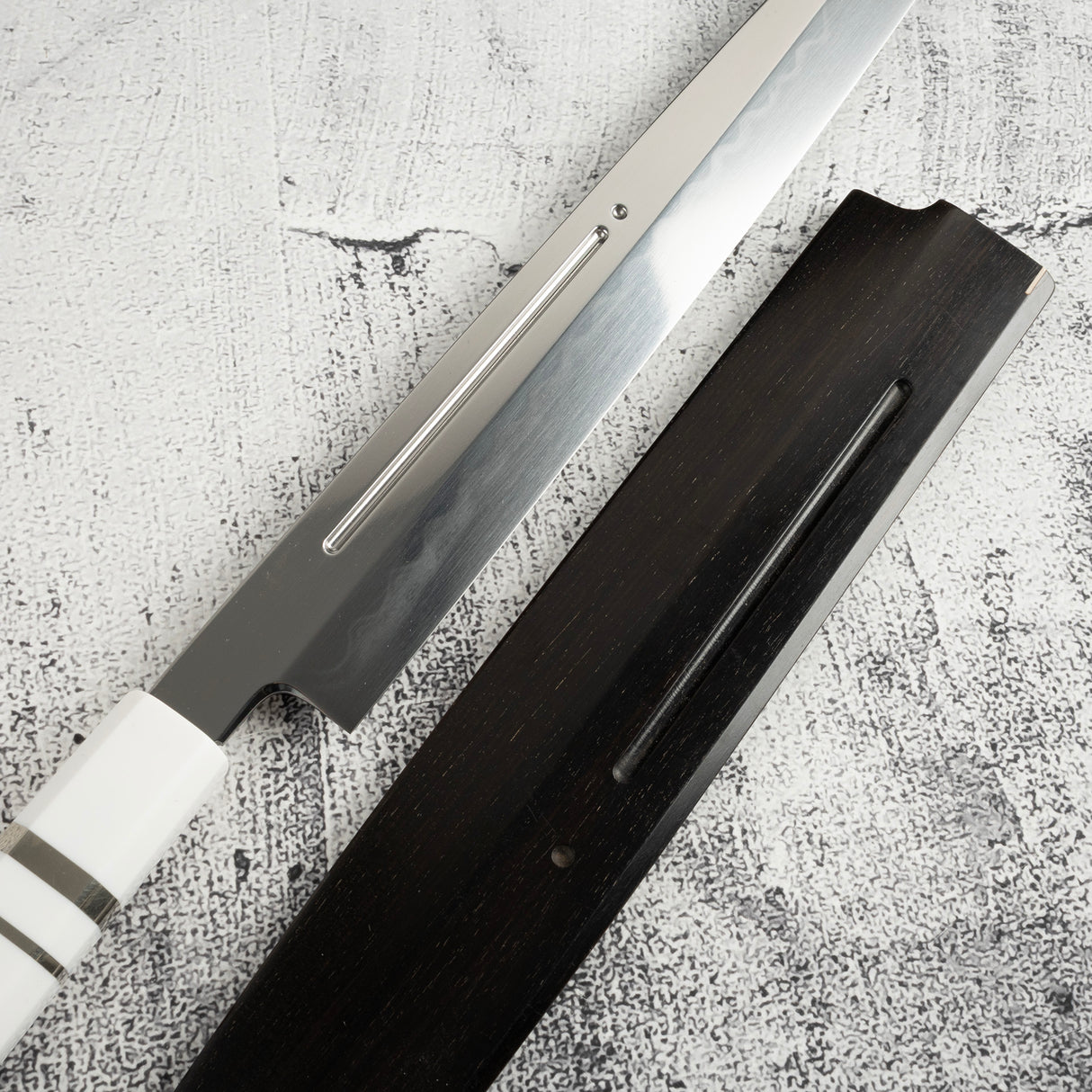 Exotic: Yoshikazu Ikeda Blue #1 Mizu-Honyaki Yanagiba 300mm / Moribashi Set #2