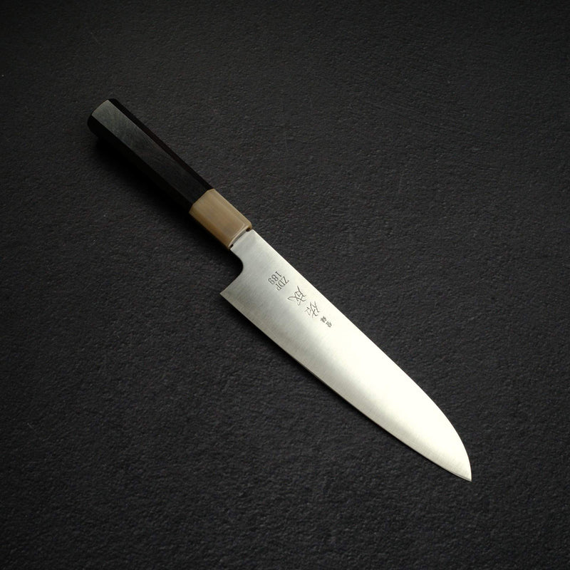 Sukenari ZDP-189 Hairline Santoku 195mm, Ebony Handle with Blonde/Marble Ferrule