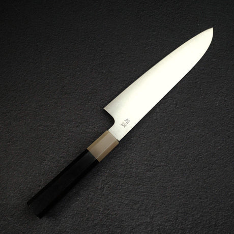 Sukenari ZDP-189 Hairline Santoku 195mm, Ebony Handle with Blonde/Marble Ferrule