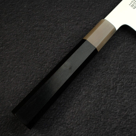 Sukenari ZDP-189 Hairline K-tip Gyuto 210mm, Ebony Handle with Blonde/Marble Ferrule