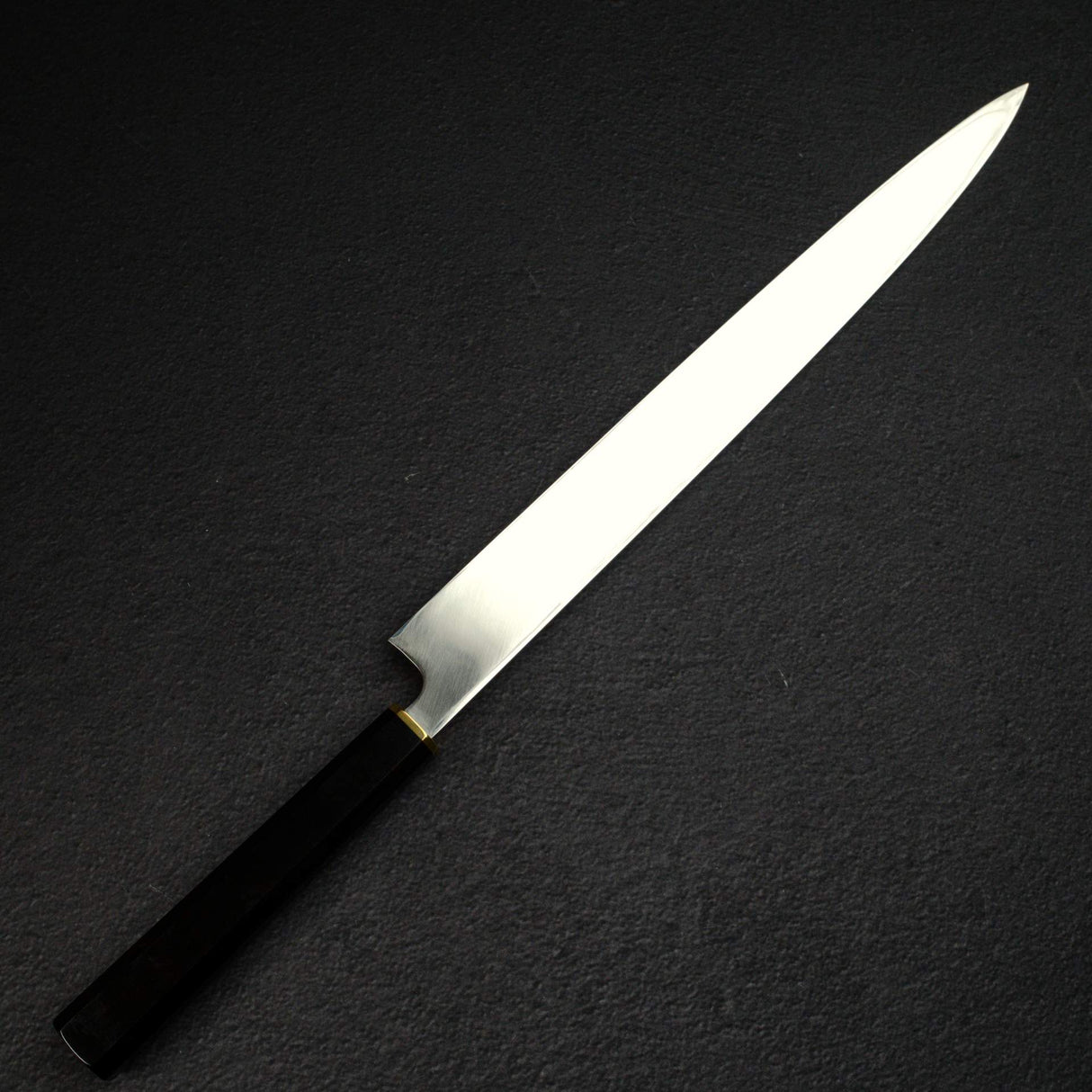 Sukenari HAP40 Mirror Polished Yanagiba 330 mm, Ebony Brass Handle (Hatsukokoro Engraved))