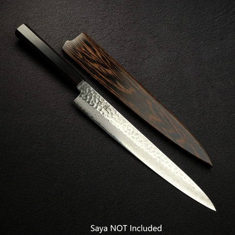 Hatsukokoro Hayabusa VG10 Damascus Tsuchime Sujihiki 270mm Ebony Handle