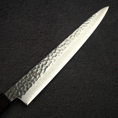 Hatsukokoro Hayabusa VG10 Damascus Tsuchime Sujihiki 270mm Ebony Handle