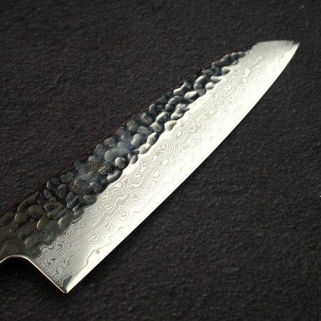 Hatsukokoro Hayabusa VG10 Damascus Tsuchime Santoku 180mm Ebony Handle
