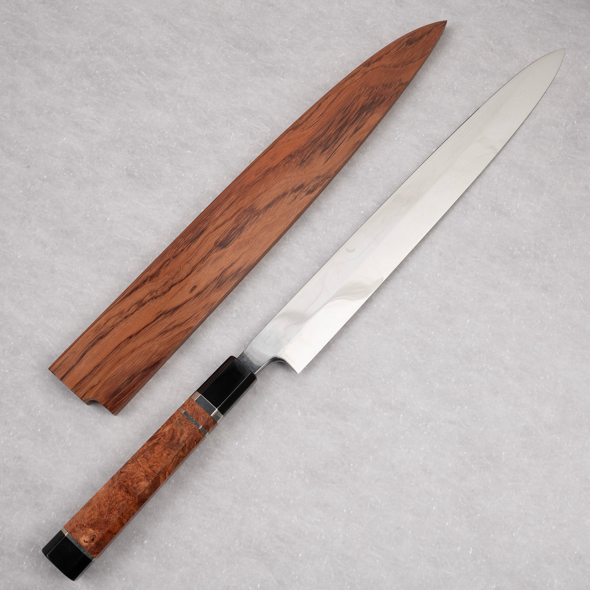 EOFY2025: Genkai Masakuni (玄海正國) New-moon Fuji Hamon White Steel Honyaki Yanagiba 300mm