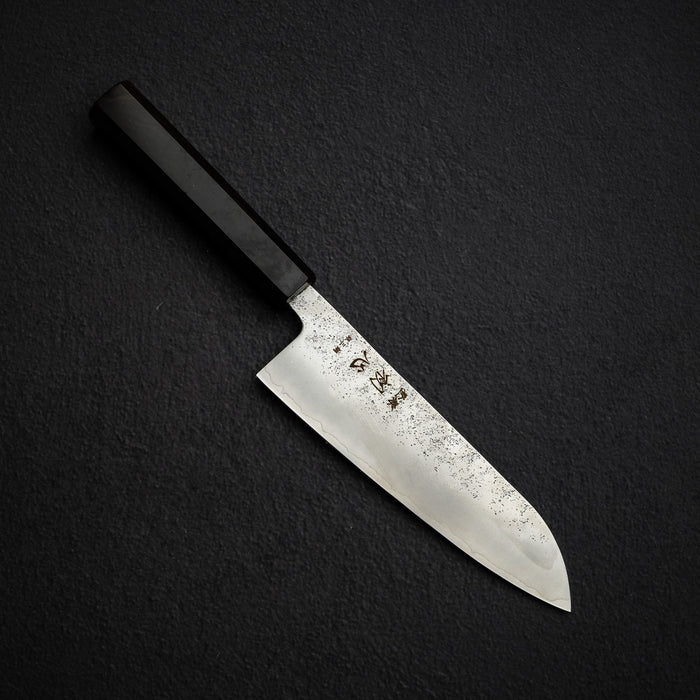 Two stainless all-rounders from one line: the Hatsukokoro Ginrei Ginsan santoku 175 mm and gyuto 210 mm. The photos are not to the same scale.