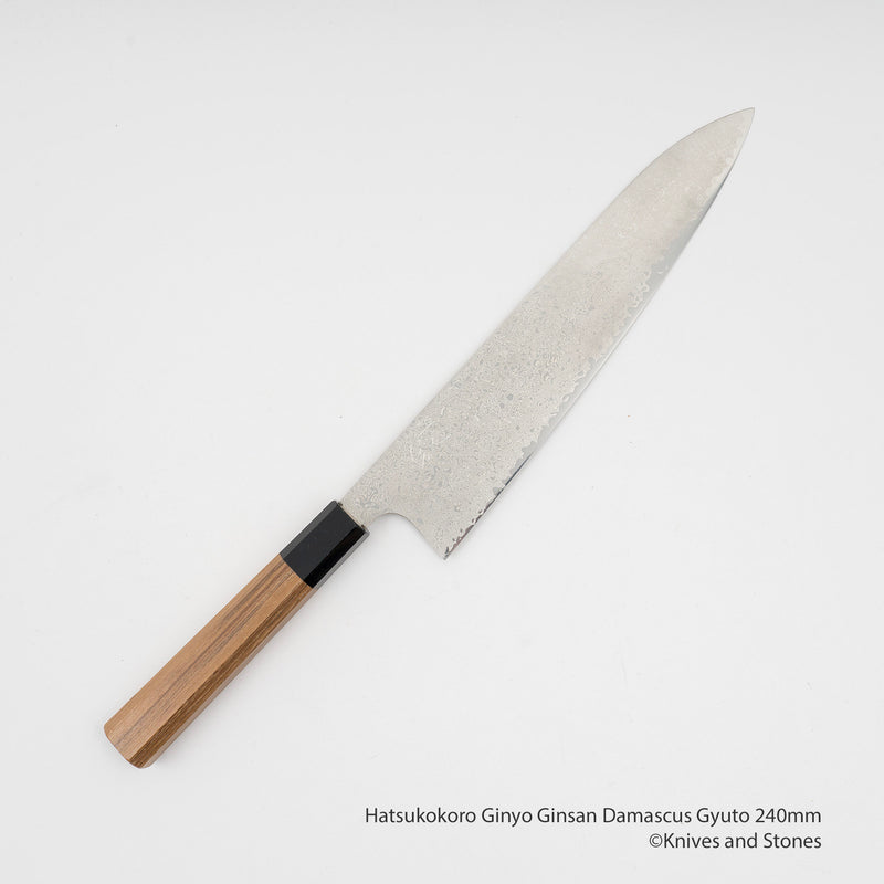 Hatsukokoro Ginyo Ginsan Damascus Gyuto 240mm