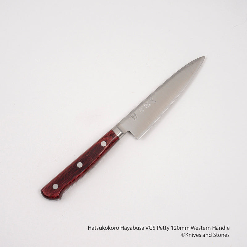Hatsukokoro Hayabusa VG5 Western Handle Petty 120/150 mm Red Micarta Handle