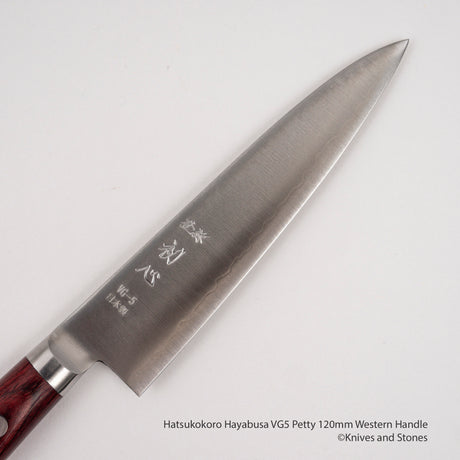 Hatsukokoro Hayabusa VG5 Western Handle Petty 120/150 mm Red Micarta Handle