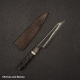 Hatsukokoro Itadaki Blue2 & White2 Dual Core Damasccus Tsushime K-tip Petty 150mm with Saya