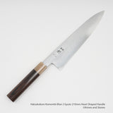 Hatsukokoro Komorebi Blue 1 Damascus Gyuto 210mm Heart Shaped Handle