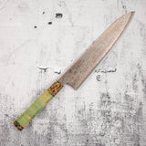 Hatsukokoro Kujaku V-Toku-2 Gyuto 240mm Rainbow Damascus Finish Green