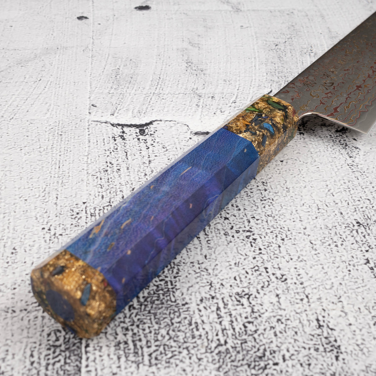 Hatsukokoro Kujaku V-Toku-2 Gyuto 210mm Rainbow Damascus Finish