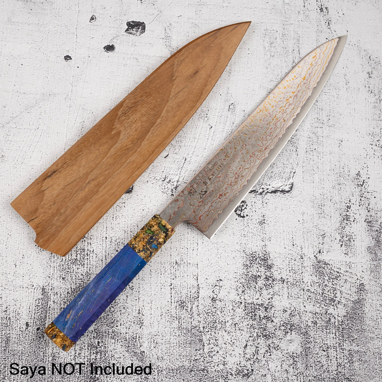 Hatsukokoro Kujaku V-Toku-2 Gyuto 210mm Rainbow Damascus Finish