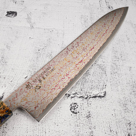 Hatsukokoro Kujaku V-Toku-2 Gyuto 240mm Rainbow Damascus Finish