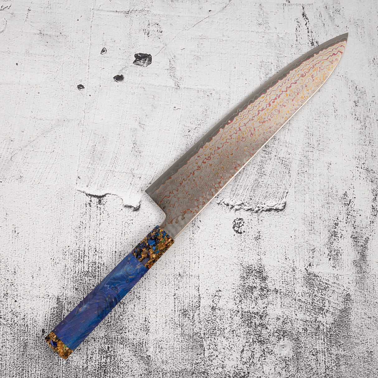 Hatsukokoro Kujaku V-Toku-2 Gyuto 240mm Rainbow Damascus Finish