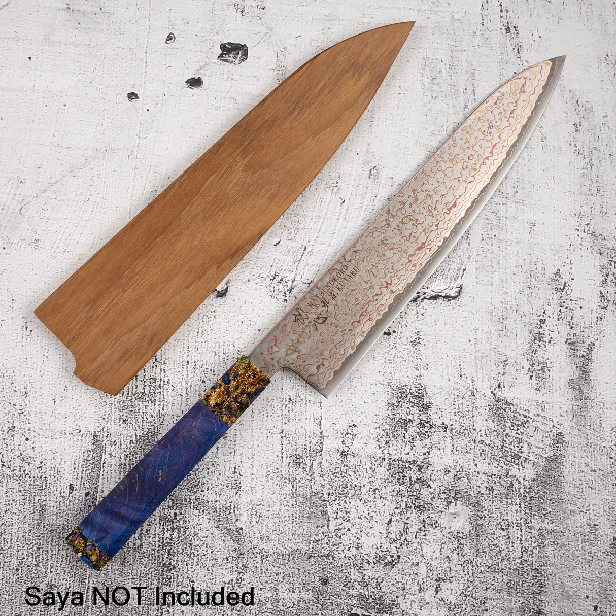 Hatsukokoro Kujaku V-Toku-2 Gyuto 240mm Rainbow Damascus Finish