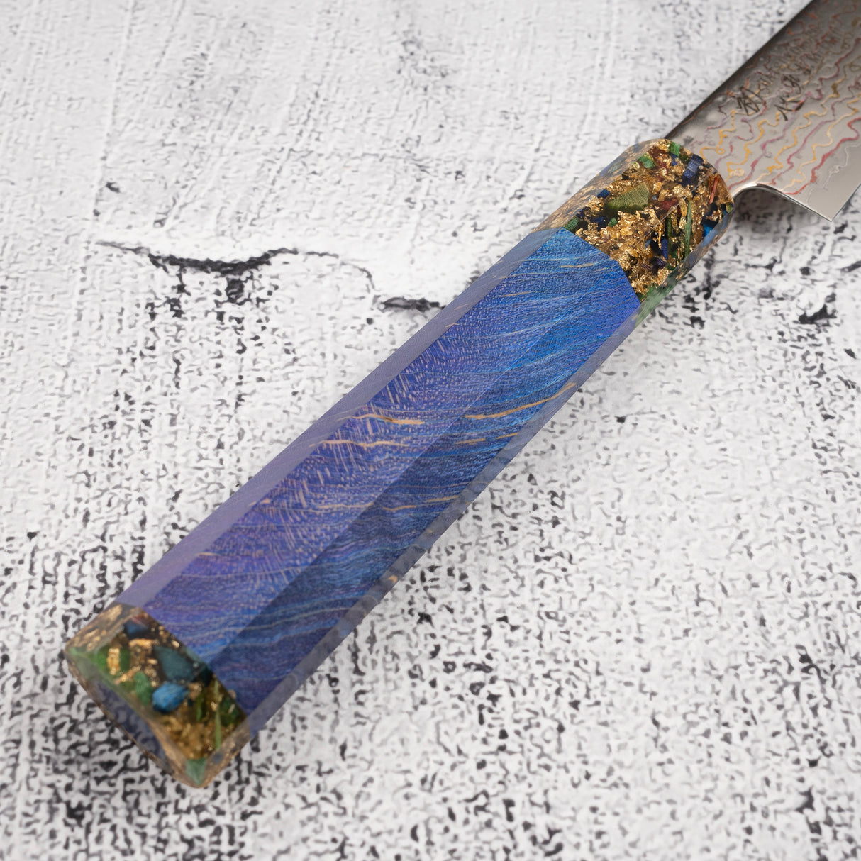 Hatsukokoro Kujaku V-Toku-2 Petty 150mm Rainbow Damascus Finish