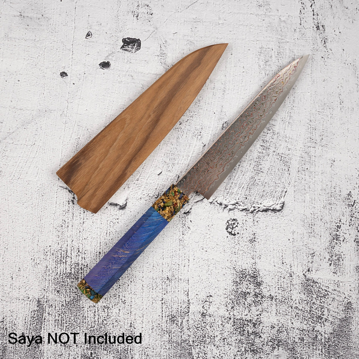 Hatsukokoro Kujaku V-Toku-2 Petty 150mm Rainbow Damascus Finish