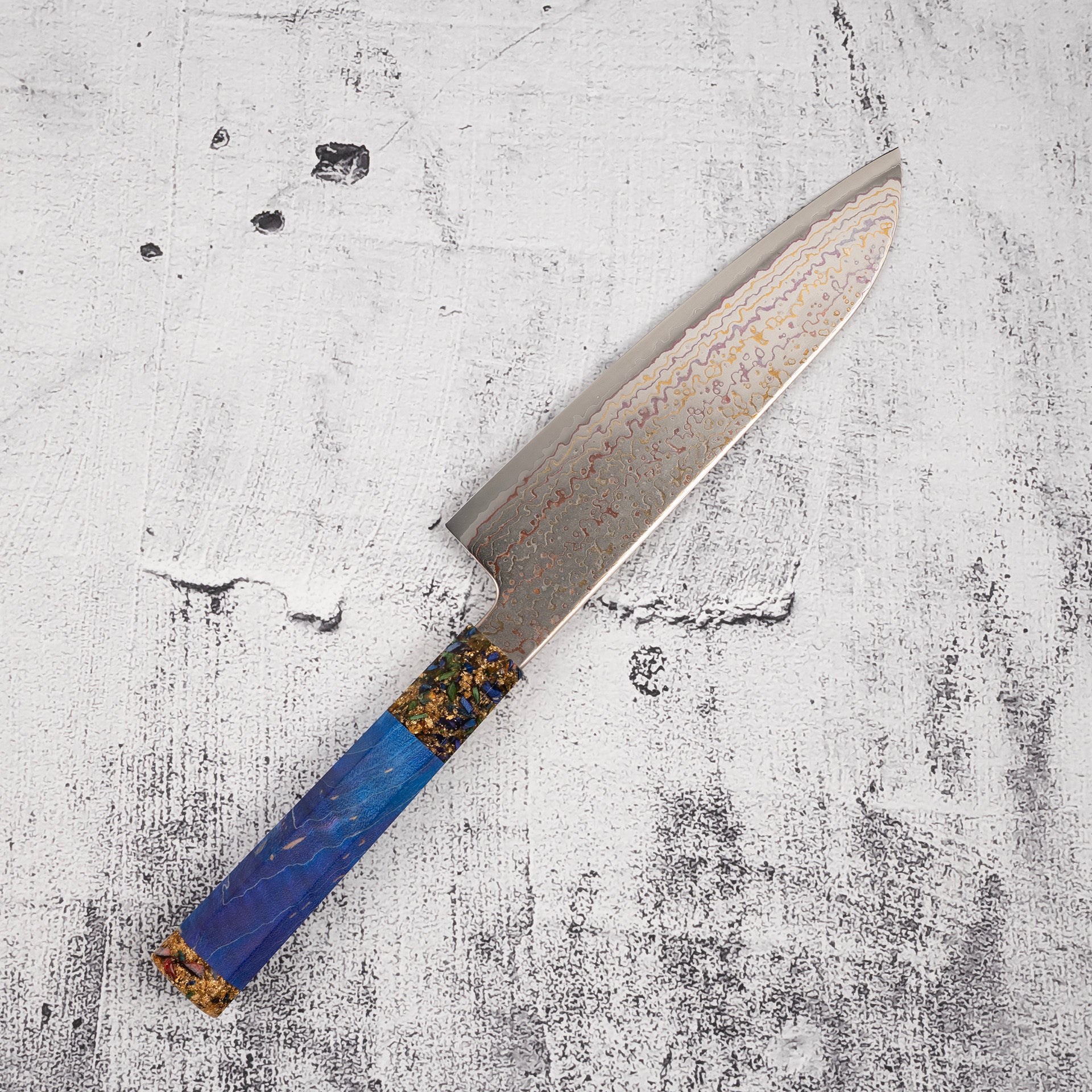 初心孔雀V-Toku-2 三德刀180mm 彩虹大馬士革紋– Knives and Stones